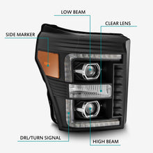 画像をギャラリービューアに読み込む, AlphaRex 11-16 Ford F-350 SD LUXX LED Proj Headlights Plank Style Black w/Activ Light/Seq Signal