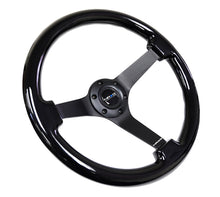 画像をギャラリービューアに読み込む, NRG Reinforced Steering Wheel (350mm / 3in. Deep) Black w/Black Chrome Solid 3-Spoke Center