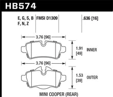 画像をギャラリービューアに読み込む, Hawk 07+ Mini Cooper Performance Ceramic Street Rear Brake Pads