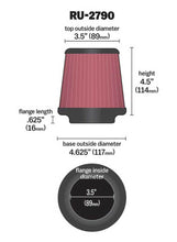 画像をギャラリービューアに読み込む, K&amp;N Filter Universal Rubber Filter 3 1/2 inch Flange 4 5/8 inch Base 3 1/2 inch Top 4 1/2 inch Heigh
