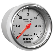 画像をギャラリービューアに読み込む, Autometer Marine Silver Ultra-Lite Gauge 3-3/8in Tachometer 6K RPM