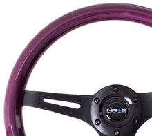 画像をギャラリービューアに読み込む, NRG Classic Wood Grain Steering Wheel (350mm) Purple Pearl/Flake Paint w/Black 3-Spoke Center