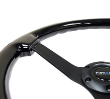 画像をギャラリービューアに読み込む, NRG Reinforced Steering Wheel (350mm / 3in. Deep) Black w/Black Chrome Solid 3-Spoke Center