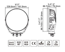 画像をギャラリービューアに読み込む, Go Rhino Xplor Blackout Series Round LED Driving Light w/DRL (Surface/Threaded Stud Mnt) 7in. - Blk
