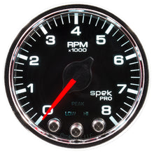 画像をギャラリービューアに読み込む, Autometer Spek-Pro Gauge Tach 2 1/16in 8K Rpm W/ Shift Light &amp; Peak Mem Blk/Chrm