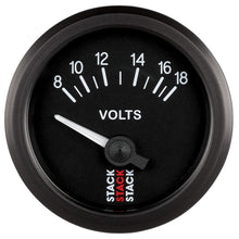 画像をギャラリービューアに読み込む, Autometer Stack Instruments 52mm 8-18V Electric Battery Voltage Gauge - Black