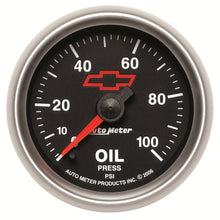 画像をギャラリービューアに読み込む, Autometer GM Bowtie Black 2-1/16in 0-100 PSI Oil Pressure - Stepper Motor