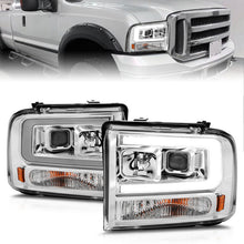 画像をギャラリービューアに読み込む, ANZO 99-04 Ford F250/F350/F450/Excursion (excl 99) Projector Headlights - w/Light Bar Chrome Housing