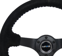 画像をギャラリービューアに読み込む, NRG Reinforced Steering Wheel (350mm / 3in. Deep) Blk Suede/Silver BBall Stitch w/5mm Mt. Blk Spokes