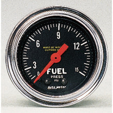 画像をギャラリービューアに読み込む, AutoMeter Gauge Fuel Pressure 2-1/16in. 15PSI Mechanical Traditional Chrome