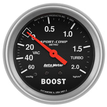 画像をギャラリービューアに読み込む, Autometer Sport-Comp 66.7mm METRIC 60 cm/Hg-2.0 Kg/Cm2 Mechanical Vacuum/Boost Gauge