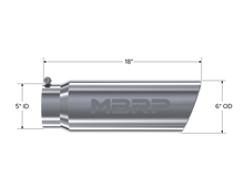 画像をギャラリービューアに読み込む, MBRP Universal Tip 6in OD Angled Rolled End 5in Inlet 18in Length T304 Exhaust