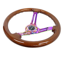 画像をギャラリービューアに読み込む, NRG Reinforced Steering Wheel (350mm / 3in. Deep) Brown Wood w/Blk Matte Spoke/Neochrome Center Mark