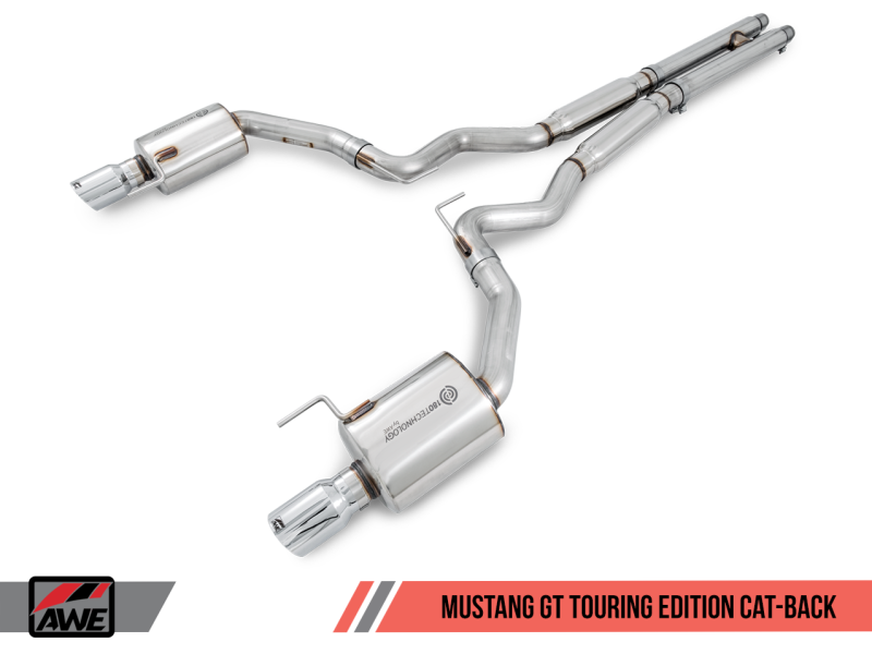 AWE Tuning S550 Mustang GT Cat-Back Exhaust - Touring Edition (Diamond Black Tips)