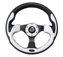 画像をギャラリービューアに読み込む, NRG Reinforced Steering Wheel (320mm) Blk w/White Trim &amp; 4mm 3-Spoke