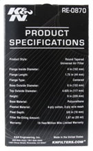 画像をギャラリービューアに読み込む, K&amp;N Universal Rubber Filter 4inch FLG / 6inch OD-B / 4-5/8inch OD-T / 9inch H
