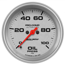画像をギャラリービューアに読み込む, Autometer Ultra-Lite 66.7mm Full Sweep Electronic 0-100 PSI Oil Pressure Gauge