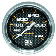 画像をギャラリービューアに読み込む, Autometer Carbon Fiber 2-5/8in 140-280 Deg F Mechanical Oil Temp Gauge