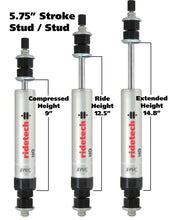 画像をギャラリービューアに読み込む, Ridetech HQ Series Shock Absorber Fixed Valve 5.75in Stroke Stud Plate/Stud Mounting 9.55in x 15.3in