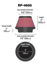 画像をギャラリービューアに読み込む, K&amp;N Universal Round Tapered Carbon Fiber Air Filter 6in Flg ID Centered/7.5in B OD/4.5in T OD/4in H