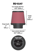 画像をギャラリービューアに読み込む, K&amp;N Filter Universal Rubber Filter 5in Flange 6.5in Base 4.5in Top 5.5in Height