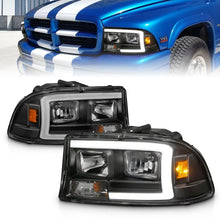 画像をギャラリービューアに読み込む, ANZO 97-04 Dodge Dakota/Durango Crystal headlight Set w/ Light Bar Black Housing