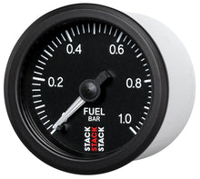 画像をギャラリービューアに読み込む, Autometer Stack 52mm 0-1 Bar M10 Male Pro Stepper Motor Fuel Pressure Gauge - Black