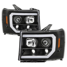 画像をギャラリービューアに読み込む, Spyder 07-13 GMC Sierra 1500-3500 Ver 2 Proj Headlights - DRL LED - All Blk PRO-YD-GS07V2-LBDRL-BKV2