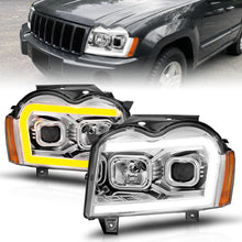 画像をギャラリービューアに読み込む, ANZO 05-07 Jeep Grand Cherokee Projector Headlights - w/ Light Bar Switchback Chrome Housing
