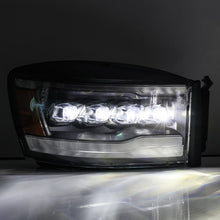 画像をギャラリービューアに読み込む, AlphaRex 06-08 Ram 1500HD NOVA LED Proj Headlights Plank Style Alpha Blk w/Seq Signal/DRL/Amber LED