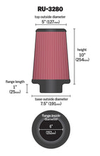 画像をギャラリービューアに読み込む, K&amp;N Filter Universal Rubber Filter 6 inch Flange 7.5 inch Base 5 inch Top 10 inch Height