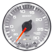画像をギャラリービューアに読み込む, Autometer Spek-Pro Gauge Vac/Boost 2 1/16in 30Inhg-30psi Stepper Motor W/Peak &amp; WarnSilver/Chrome