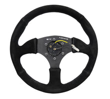 画像をギャラリービューアに読み込む, NRG Reinforced Steering Wheel (350mm / 2.5in. Deep) Blk Suede Comfort Grip w/5mm Matte Blk Spokes