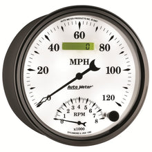 画像をギャラリービューアに読み込む, AutoMeter Gauge Tach/Speedo 5in. 120MPH &amp; 8K RPM Elec. Program Old Tyme White II