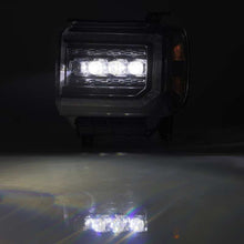 画像をギャラリービューアに読み込む, AlphaRex 14-18 GMC Sierra NOVA LED Proj Headlights Plank Style Black w/Activ Light/Seq Signal/DRL