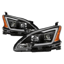 画像をギャラリービューアに読み込む, xTune 13-15 Nissan Sentra DRL LED Light Bar Halogen Projector Headlights - Black (PRO-JH-NS13-LB-BK)