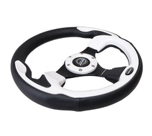 画像をギャラリービューアに読み込む, NRG Reinforced Steering Wheel (320mm) Blk w/White Trim &amp; 4mm 3-Spoke