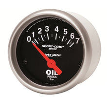 画像をギャラリービューアに読み込む, Autometer Sport-Comp 52mm 0-7 Bar Short Sweep Electronic Oil Pressure Gauge