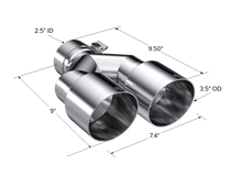 画像をギャラリービューアに読み込む, MBRP Universal T304 SS Dual Tip 3.5in OD/2.5in Inlet