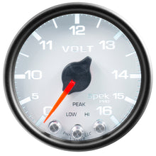 画像をギャラリービューアに読み込む, Autometer Spek-Pro Gauge Voltmeter 2 1/16in 16V Stepper Motor W/Peak &amp; Warn Wht/Blk