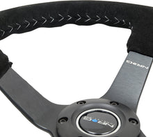 画像をギャラリービューアに読み込む, NRG Reinforced Steering Wheel (350mm / 3in. Deep) Blk Suede/Silver BBall Stitch w/5mm Mt. Blk Spokes