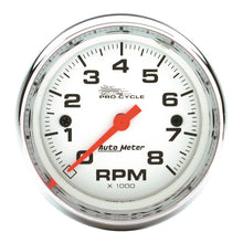 画像をギャラリービューアに読み込む, Autometer Pro-Cycle Gauge Tach 2 5/8in 8K Rpm 2&amp;4 Cylinder White