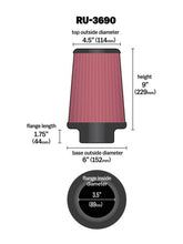 画像をギャラリービューアに読み込む, K&amp;N Universal Clamp-On Air Filter 3-1/2in FLG / 6in B / 4-1/2in T / 9in H