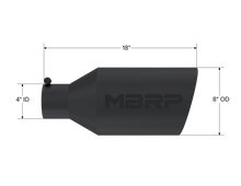 画像をギャラリービューアに読み込む, MBRP Universal Tip 8in O.D. Rolled End 4in inlet 18in length Black