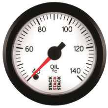 画像をギャラリービューアに読み込む, Autometer Stack 52mm 40-140 Deg C 1/8in NPTF Male Pro Stepper Motor Oil Temp Gauge - White