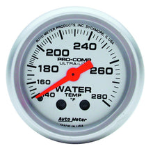 画像をギャラリービューアに読み込む, Autometer Ultra-Lite 52mm 140-280 Deg F Mechanical Water Temp Gauge - White