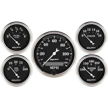 画像をギャラリービューアに読み込む, AutoMeter Gauge Kit 5 Pc. 3-1/8in. &amp; 2-1/16in. Elec. Speedometer Old Tyme Black