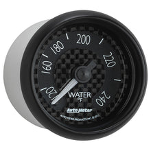 画像をギャラリービューアに読み込む, Autometer GT Series 52mm Mechanical 120-240 Deg F Water Temperature Gauge