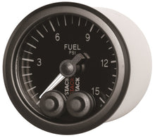 画像をギャラリービューアに読み込む, Autometer Stack 52mm 0-15 PSI 1/8in NPTF Male Pro-Control Fuel Pressure Gauge - Black