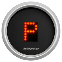 画像をギャラリービューアに読み込む, AutoMeter Gauge Gear Pos 2-1/16in. Incl Indicators Black Dial Red Led Silver Bezel